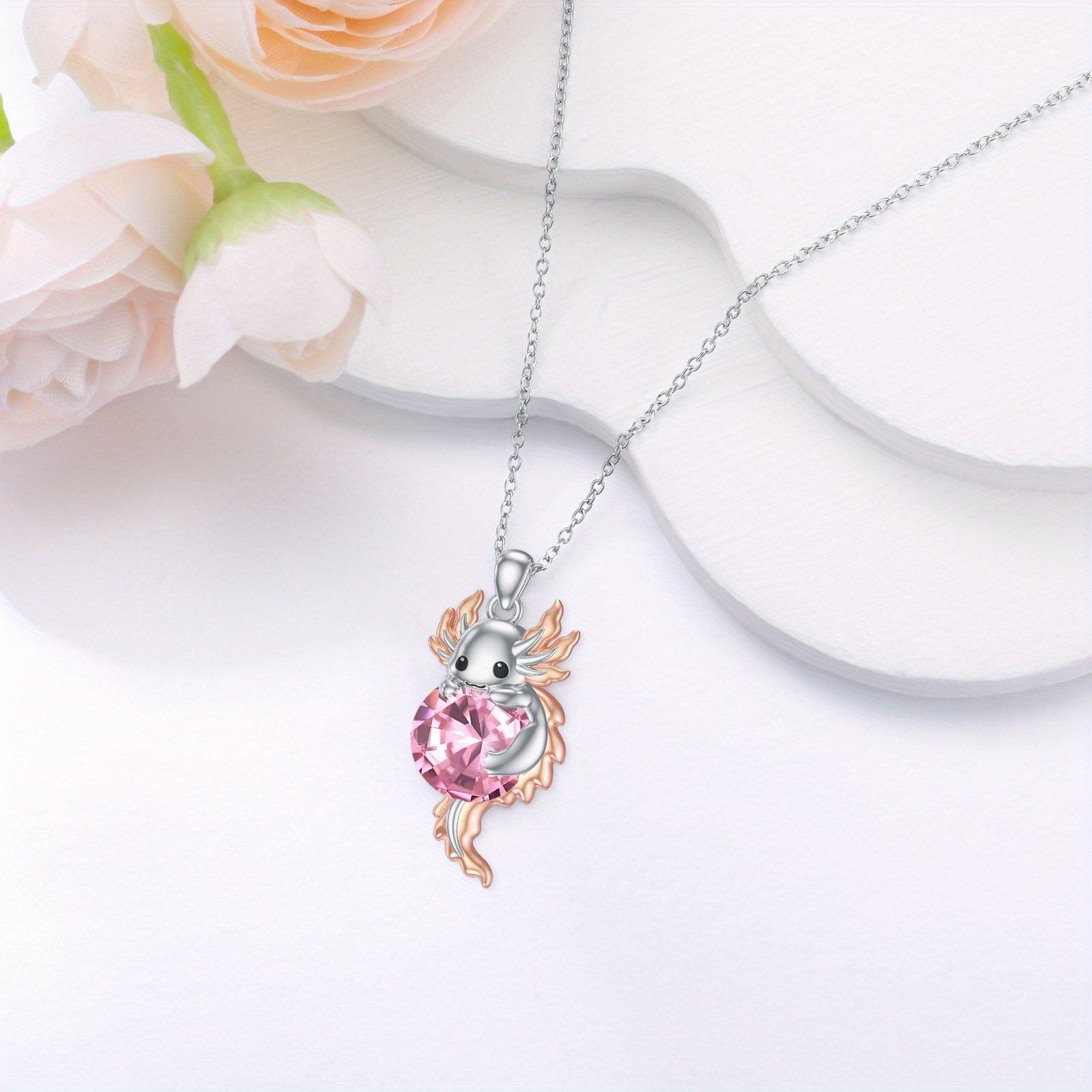 925 Sterling Silver Women's Axolotl Necklace, Couple Gift